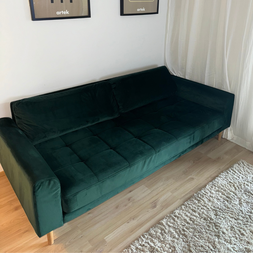 House Nordic Lido 3-istuttava vihreä samettinen sohva