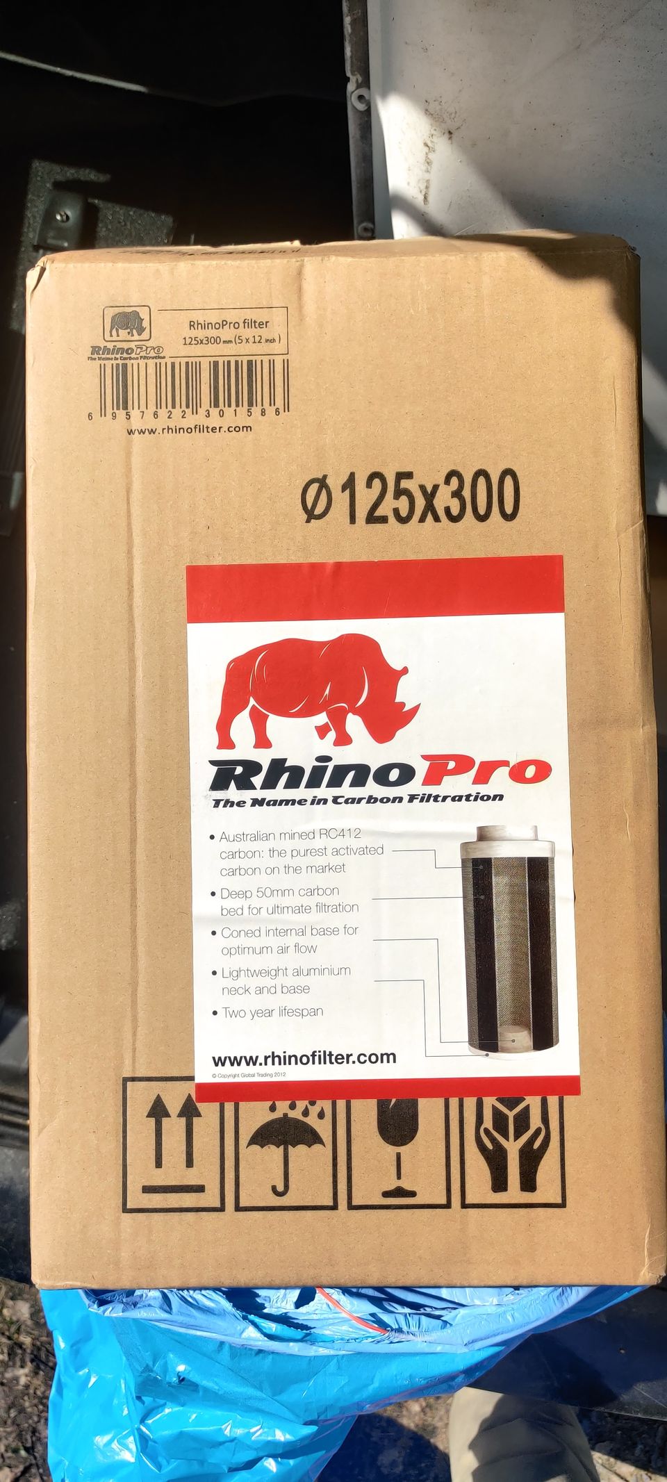 Rhino Pro 425m³ 125*300mm aktiivihiilisuodatin