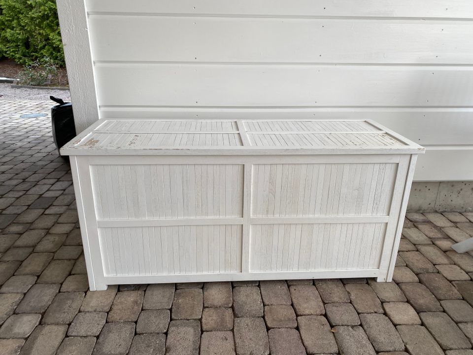 White garden furniture box