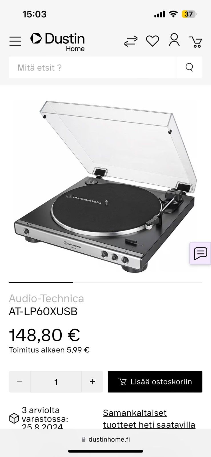 Audio technica AT-LP60XUSB, (vinyylisoitin)