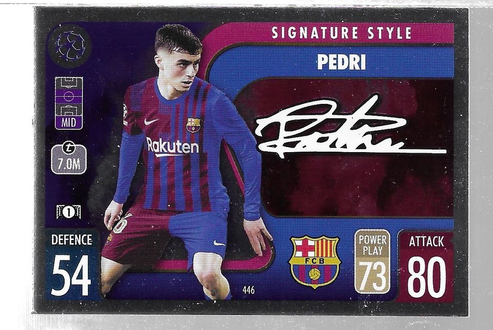 2021-22 Topps Match Attax UCL Pedri Signature Style  FC Barcelona