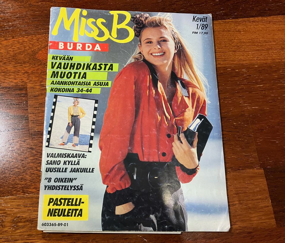Burda MissB 1/1989 * Puseroita, housuja, trenssejä + Valmiskaava-arkki