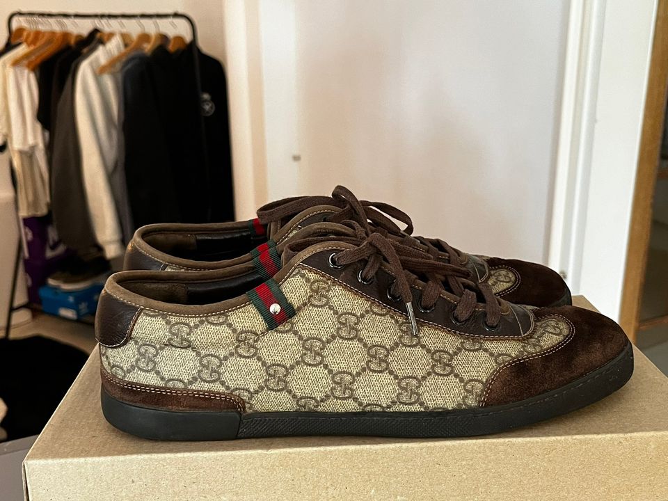 Gucci GG Low Top Suede Canvas Monogram Sneakers