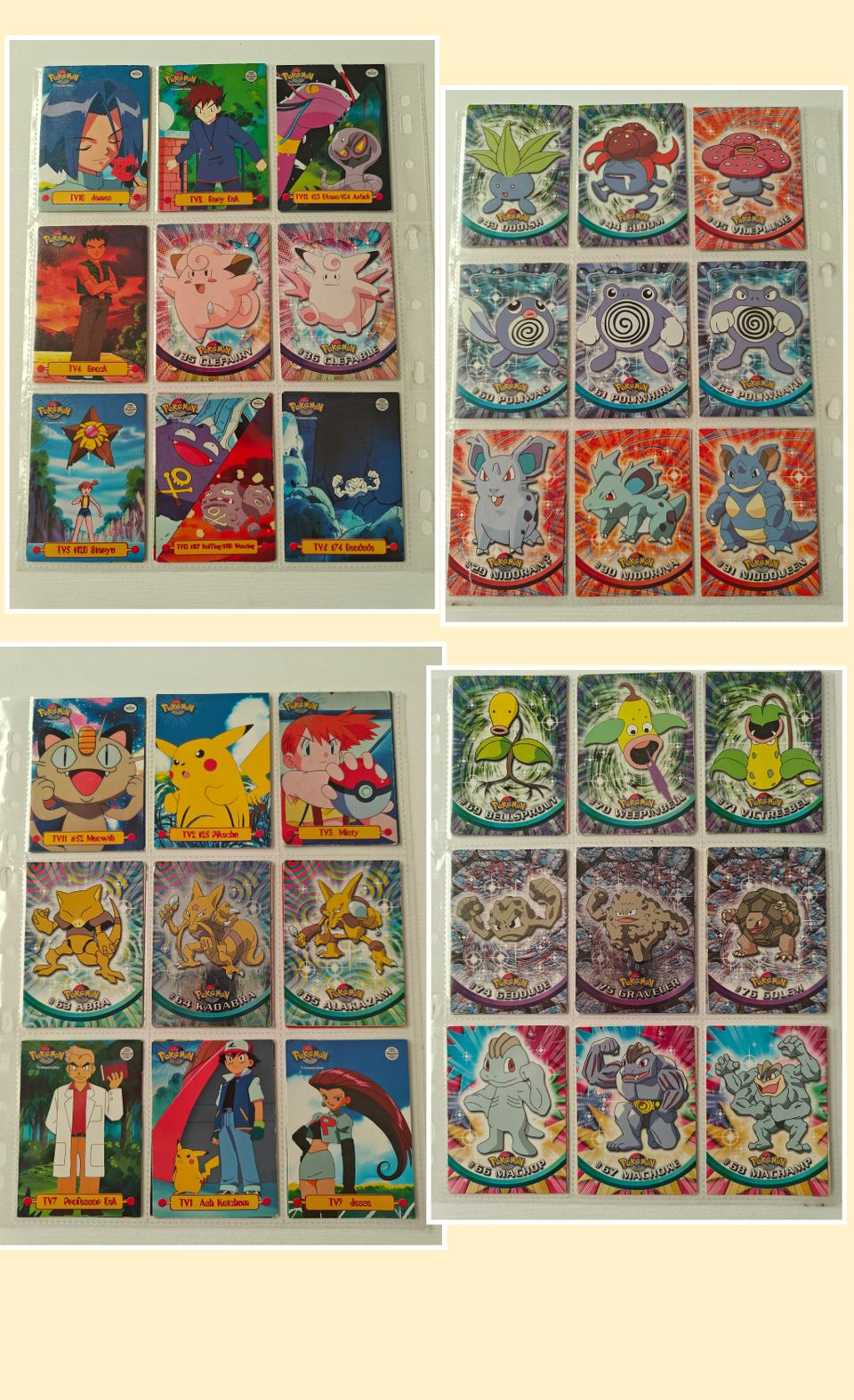 Pokemon Topps kortteja 1990-2000-luvulta