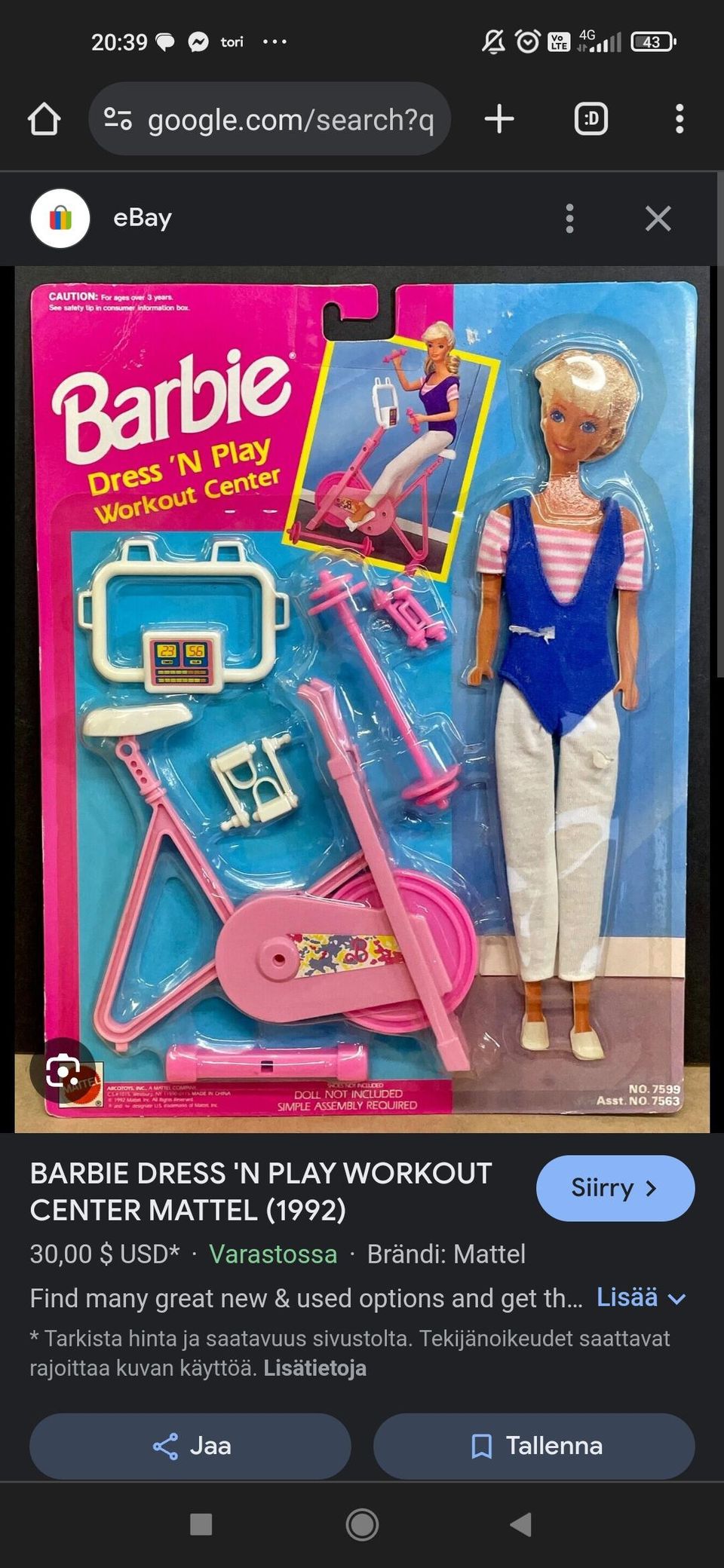 Barbie spinning setti 90-luku