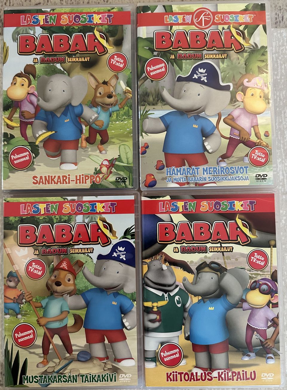 Babar ja Badun seikkailut DVD 4kpl yht. 6eur.