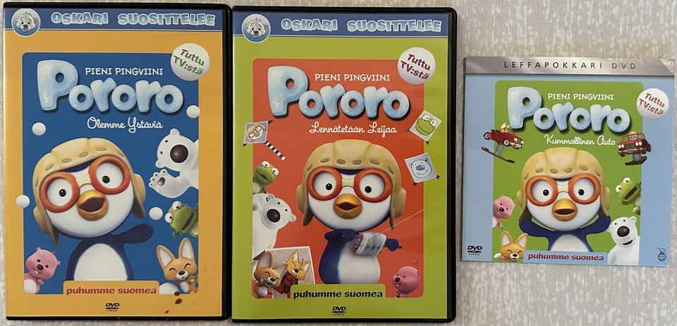 Pieni pingviini Pororo DVD 3kpl yht. 5eur.