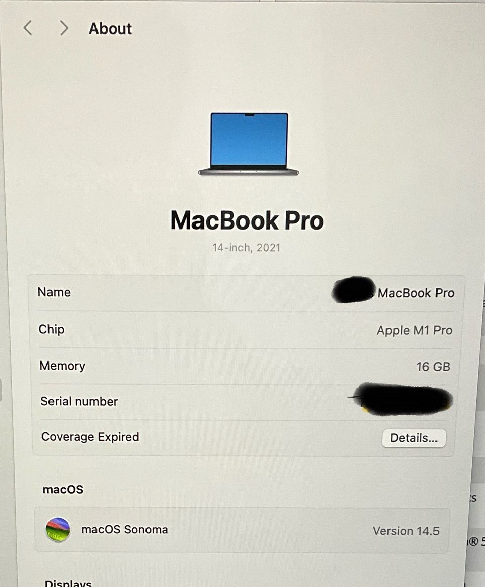Macbook Pro m1 1tb/16gb