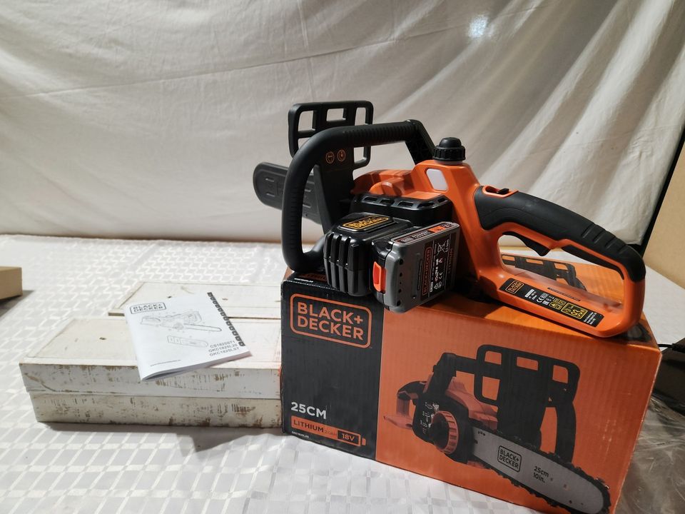 Uusi Black&Decker akkumoottorisaha + akku + laturi Takuu 24kk