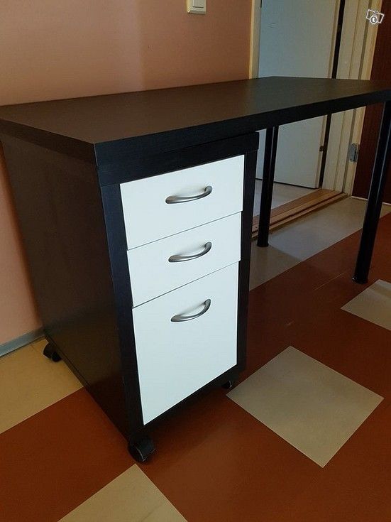 Ikea table black 120x60 linnmon lack Laatikosto