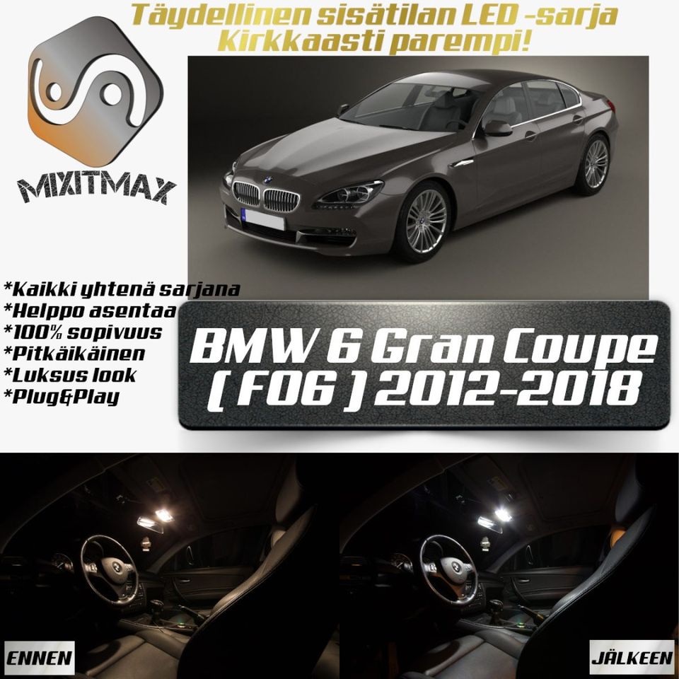 BMW 6 (F06) Sisätilan LED -muutossarja;16 -osainen