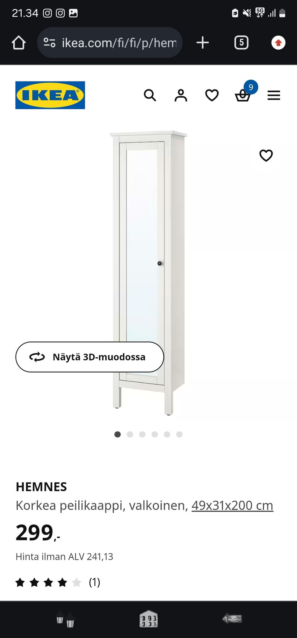 Ikean hemnes kylpyhuonekaappi