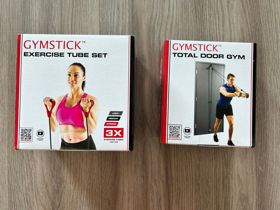 Gymstick vastuskuminauhat kahvoilla x3 ja Gymstick total door gym