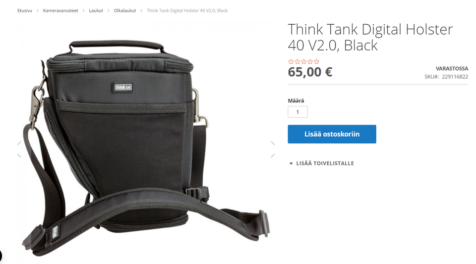 Kameralaukku (holsteri), käyttämätön, Think Tank Digital Holster 40 V2.0, Black