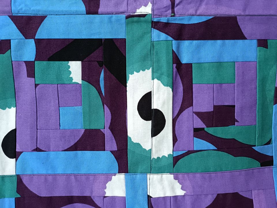 Marimekko tilkkutyö, Unikko, 74 cmx73 cm, violetti, vihreä, sininen