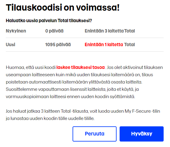 F-Secure TOTAL 3 vuotta lisenssiavain tilauskoodi