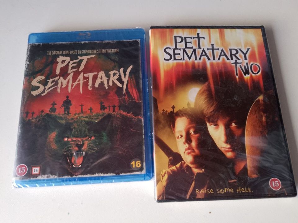 Pet Sematary 1 blu-ray+Pet Sematary 2 dvd,uusia
