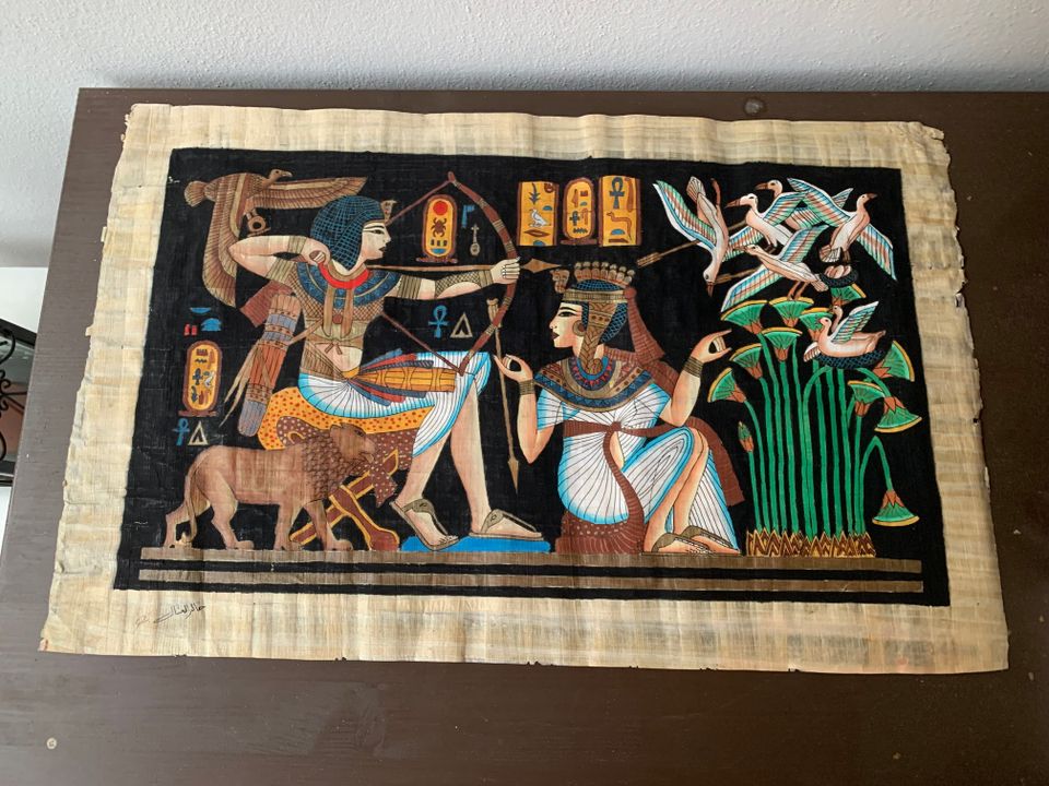Papyrus mies, nainen ja linnut, 64 x 40 cm, UUSI