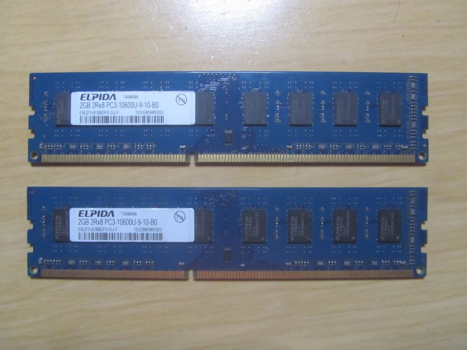Pöytäkoneen muistia 2x 2 GB DDR3, 1333MHz