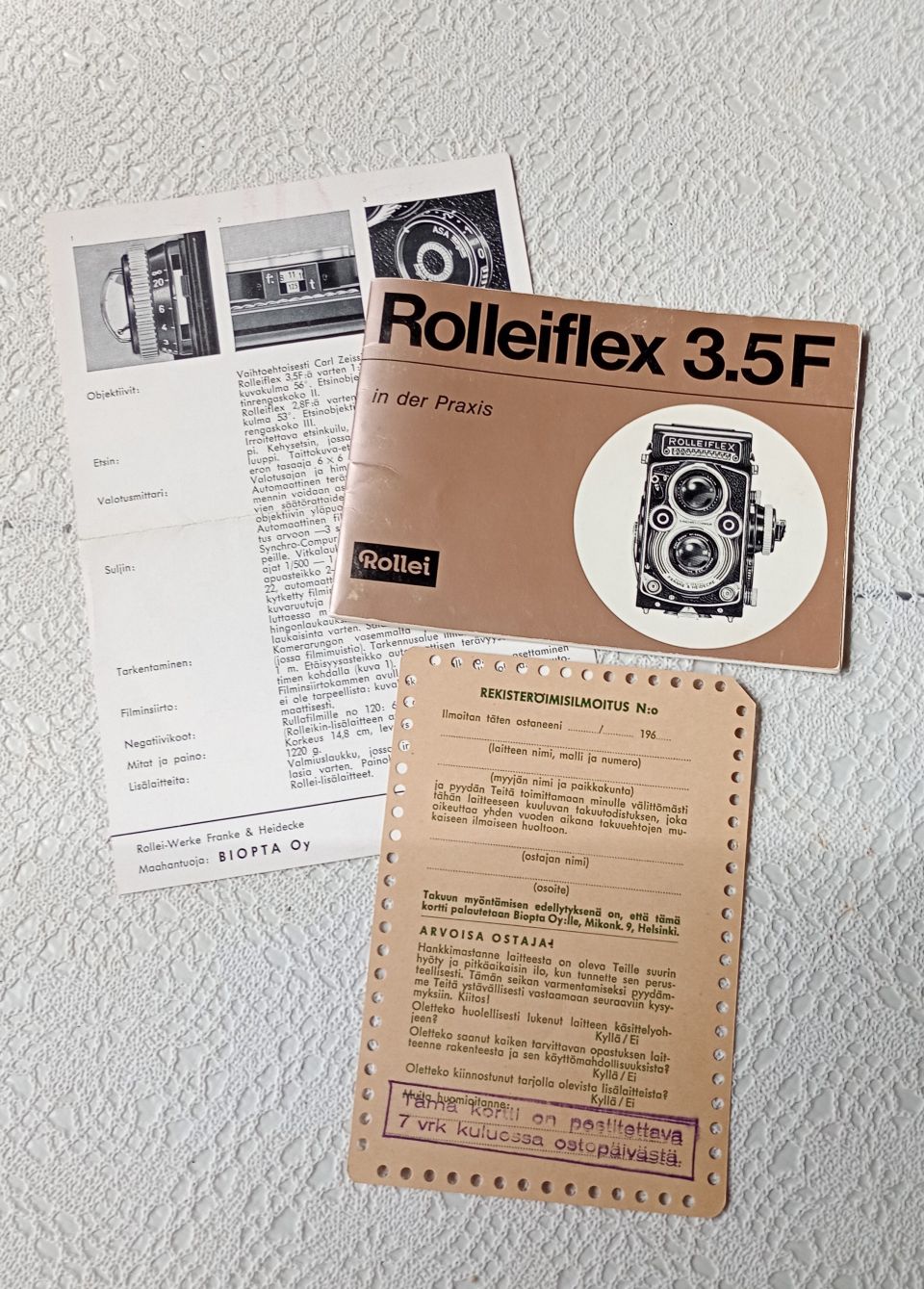 Rolleiflex 3.5F in der Praxis käyttöohje