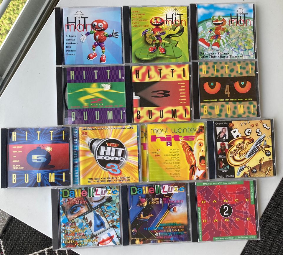 CD-levyt 90 luvun kokoelmia, dance ja pop 13 kpl