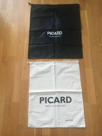 PICARD laukkujen isot suojapussit/dustbags, musta ja valk.