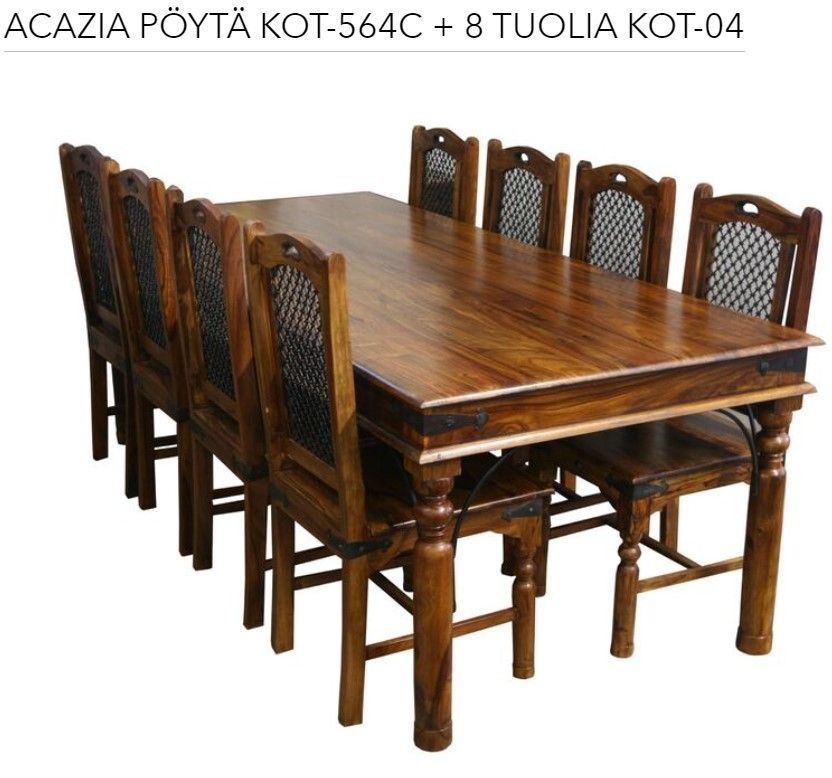 ACAZIA ruokailupöytä ja 8 tuolia