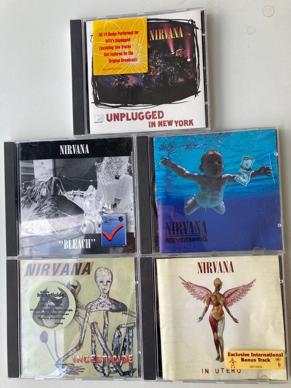 Nirvana alkuperäiset CD-levyt, 5 kpl