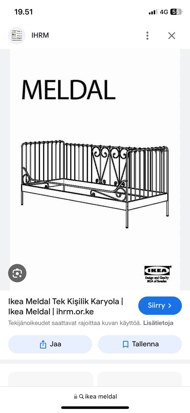 Ikea metallinen sohvasänky