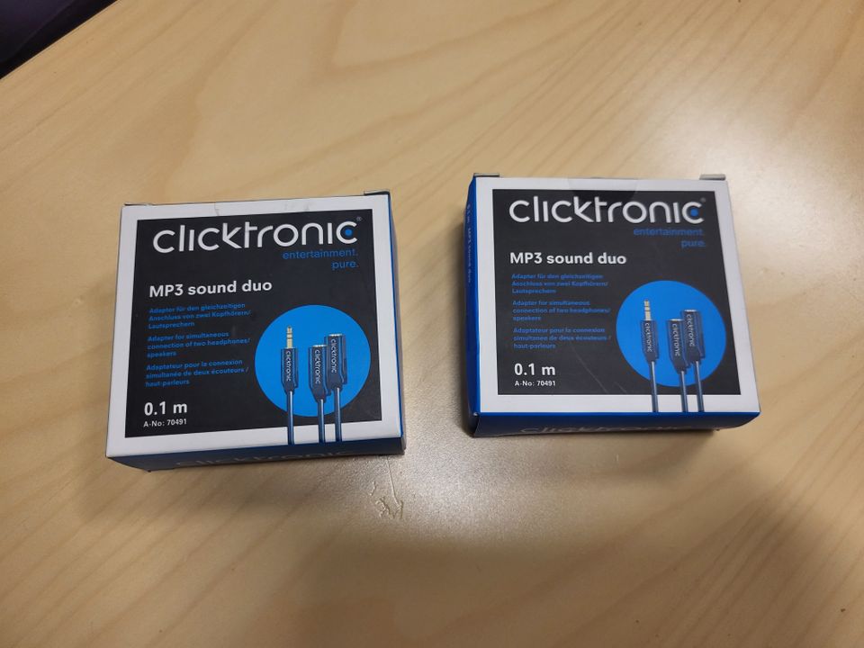Clicktronic MP3 sound duo, 3,5mm-liitin jakaja, 10cm