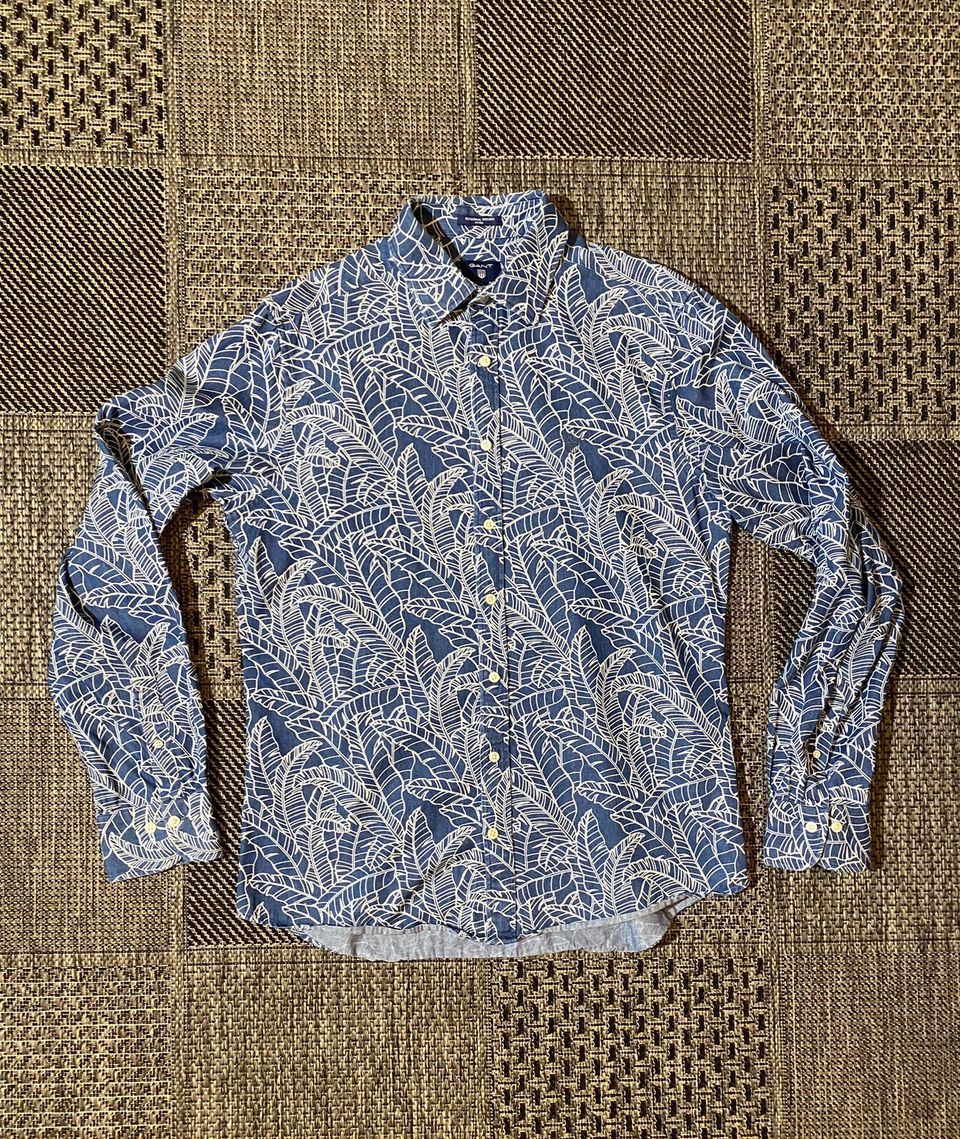 GANT mens L modern seasonal indigo "denim dress shirt" 100%cotton kauluspaita