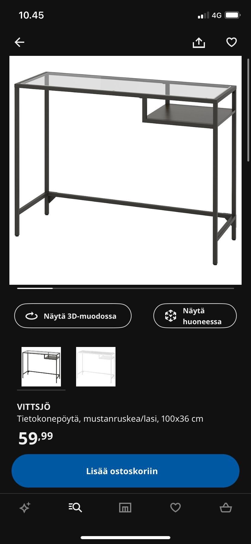 IKEA VITTSJÖ tietokonepöytä