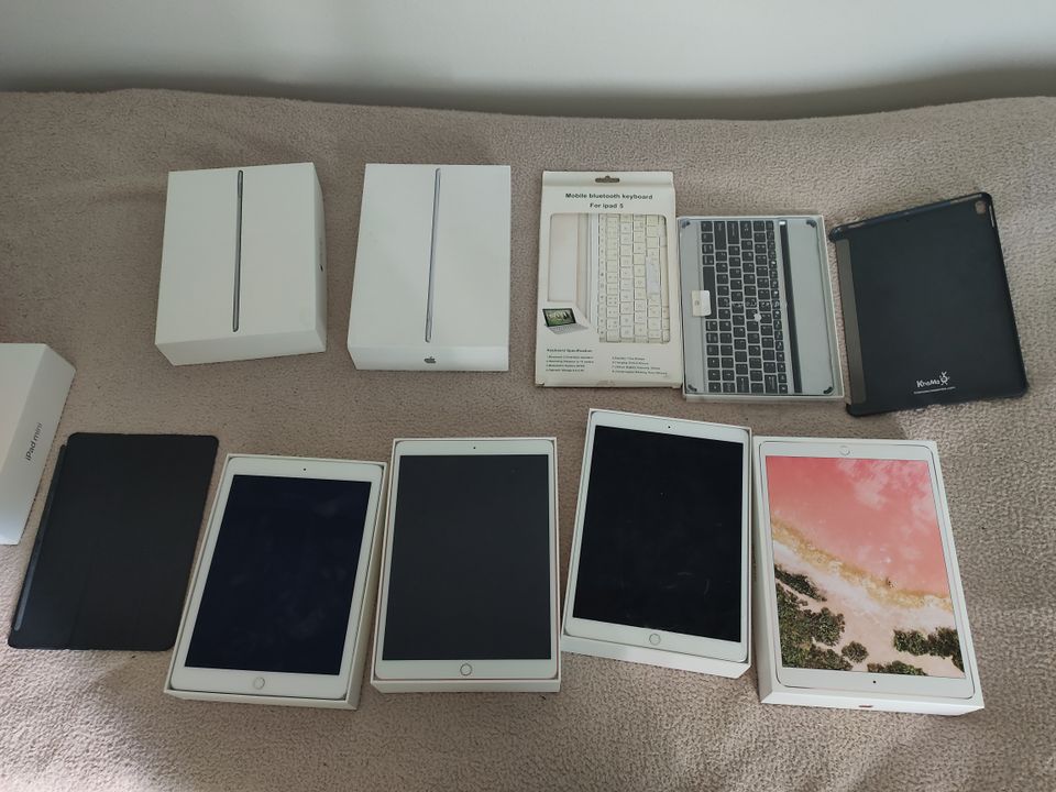 iPad Air 3 + iPad Pro 256GB + Ipad Air 2 + näppäimistökotelot