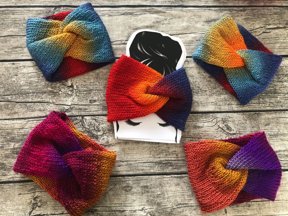 Colourful headband/knitted earwarmer/värikäs/neulottu/panta/pääpanta