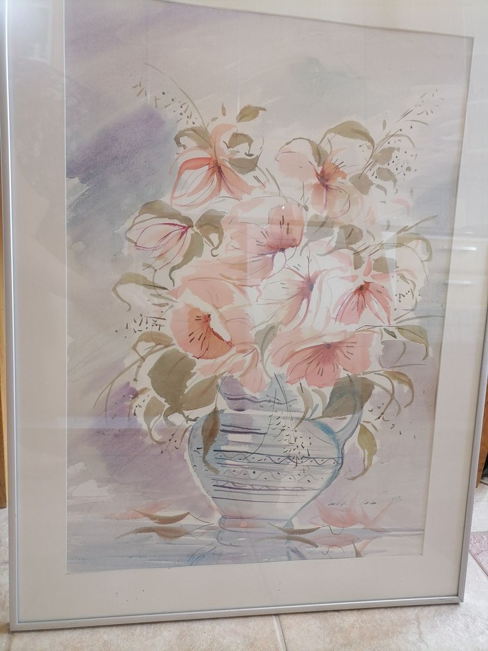 Paula Viitasen kukka akvarellitaulu