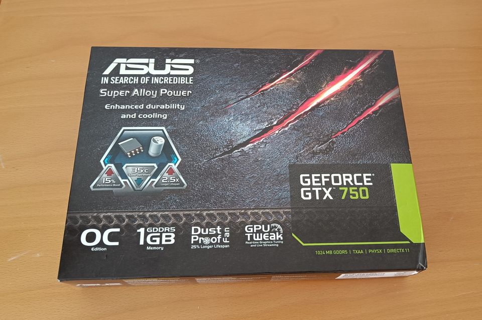 ASUS GeForce GTX 750 Näytönohjain, OC Edition - 1GB GDDR5 - Käyttämätön