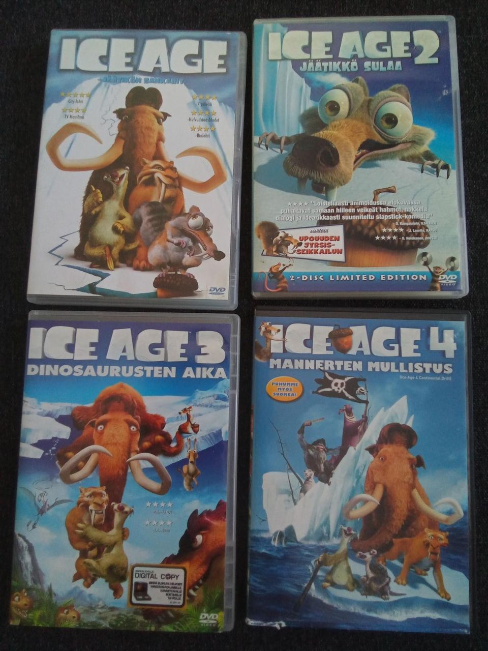 Ice Age dvdt 4 kpl sis. postit