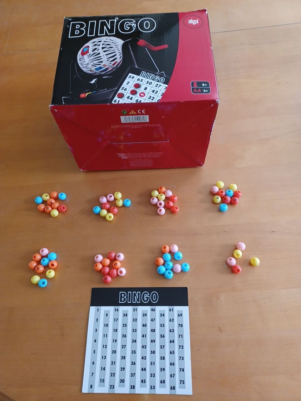 Bingo-pelin arvontapallot+numerokortti