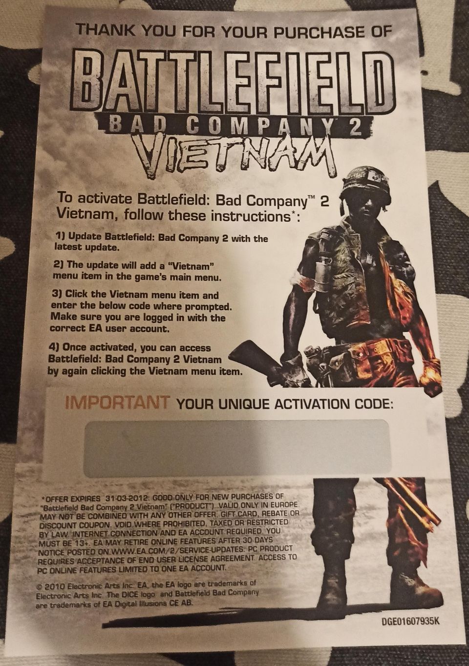 Battlefield Bad Company 2 Vietnam  activation code PC