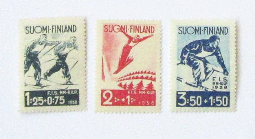 Postimerkkisarja  F.I.S.  Lahden  hiihtokisat  1938
