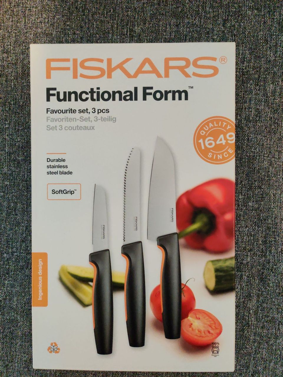 Fiskars - Functional Form hedelmä- ja vihannesveitsisetti 3 kpl
