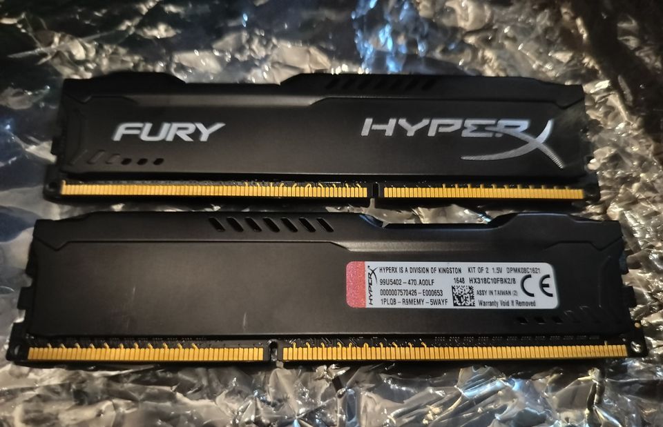 Kingston HyperX Fury Black, 1866MHz DDR3, 2x4GB Yht. 8GB