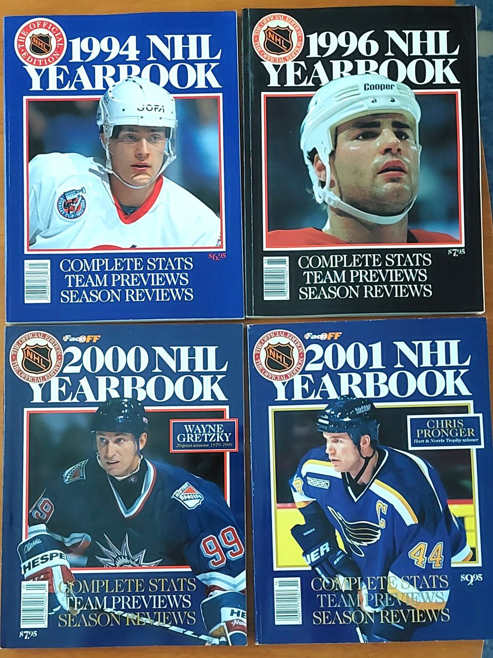 Jääkiekkokirja: NHL kausijulkaisut 1994, 1996, 2000 ja 2001