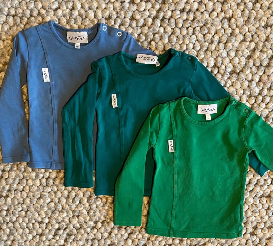 Kolme gugguun pitkähihaista paitaa koossa 80-86