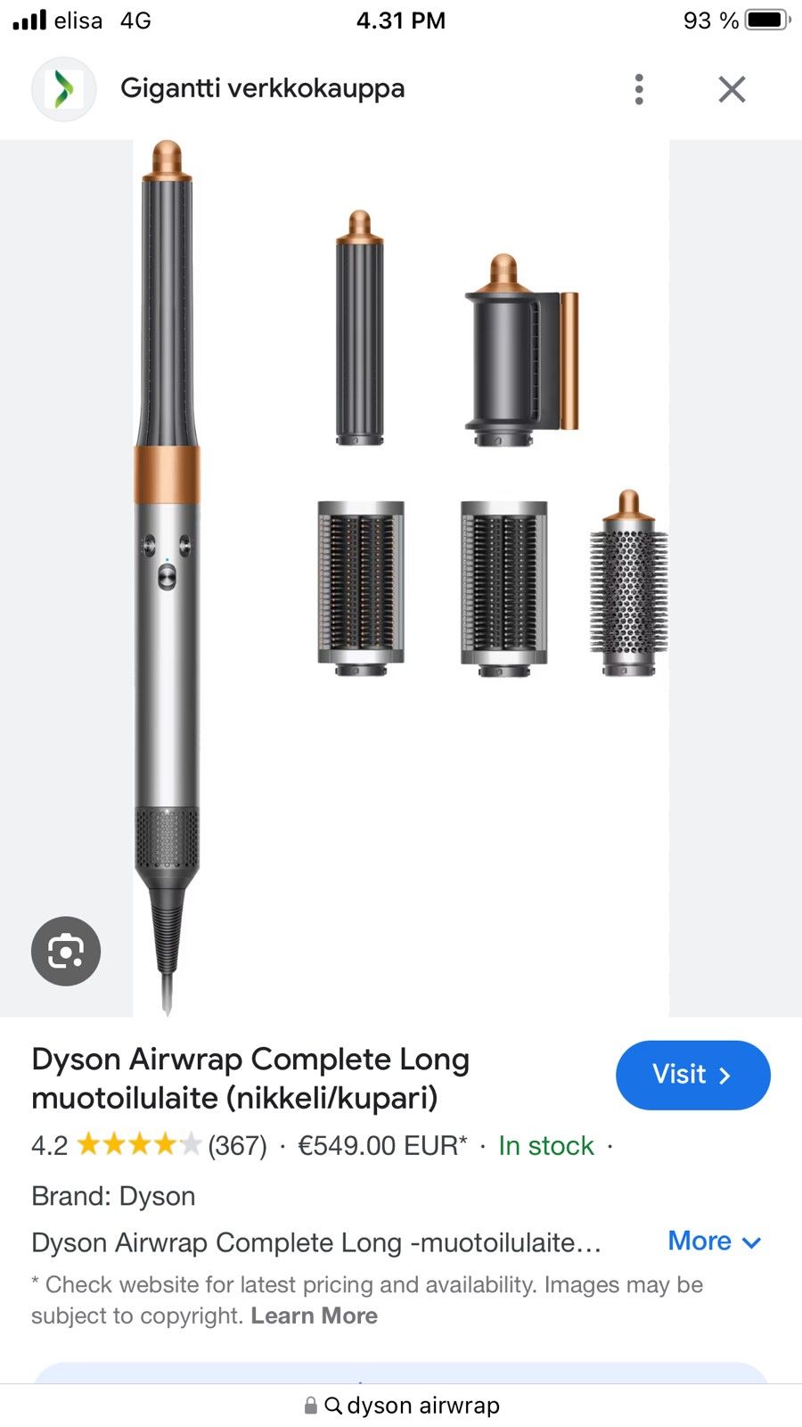 VARATTU * Myydään Dyson Airwrap Complete long multi-Styler värissä nickel/copper