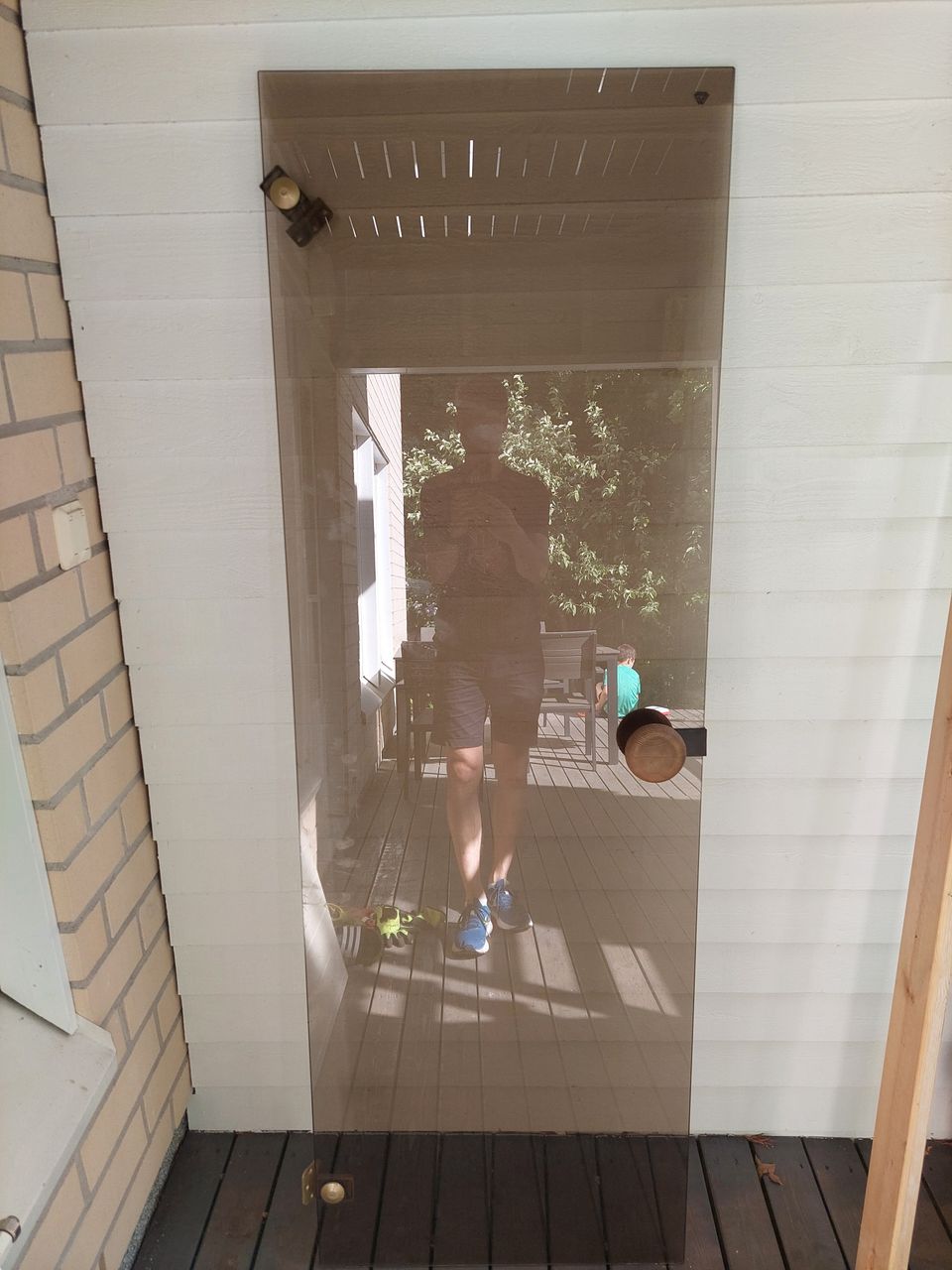Lasinen saunan ovi ja karmit n. 200x65cm