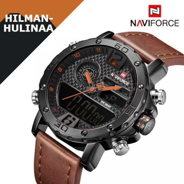 Uusi Naviforce Luxury Quartz Kronografi rannekello musta/ruskea