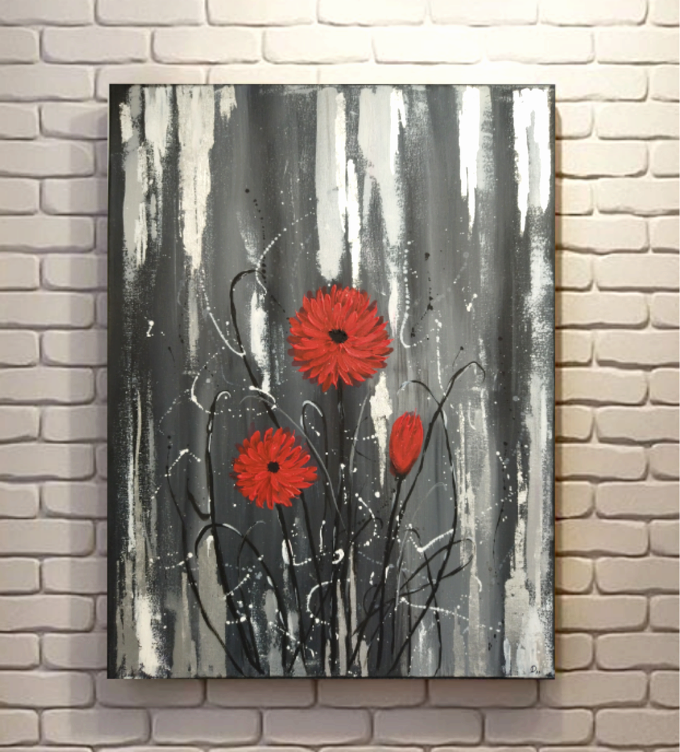 Elegant Red Flowers Taulu/DariaDash Art