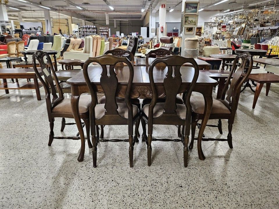 Talonpoikaisrokokoo pöytäryhmä, pöytä + 8 tuolia