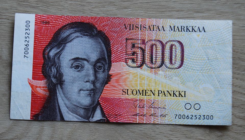 Elias Lönnrot Suomen pankki 500 markkaa 1986 ilman Litt